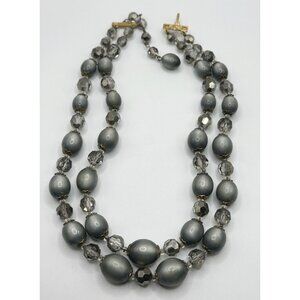 Marvella Gray Lucite Moonglow Crystal Double Strand Necklace‎
